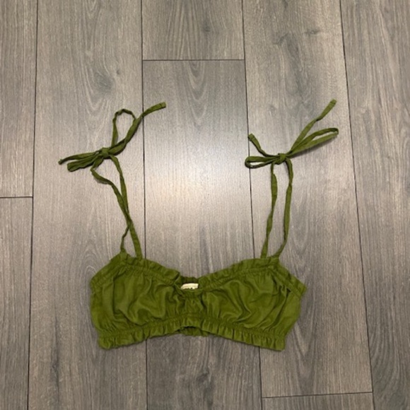 Lykke Wullf Pearl Linen Green Bralette Size XS - Picture 2 of 10